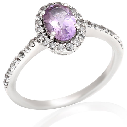 Ezüst Gyűrű Brazil Ametiszttel és Fehér Topázzal
