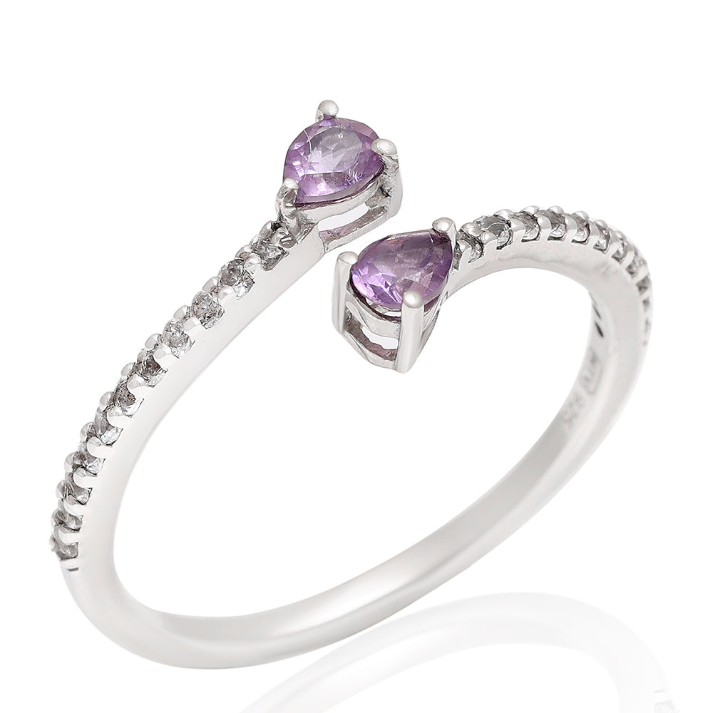 Ezüst Gyűrű Brazil Ametiszttel és Fehér Topázzal