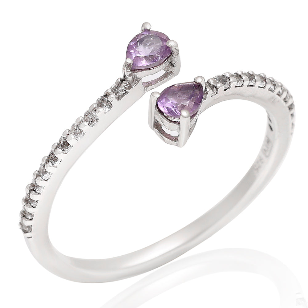 Ezüst Gyűrű Brazil Ametiszttel és Fehér Topázzal 3 