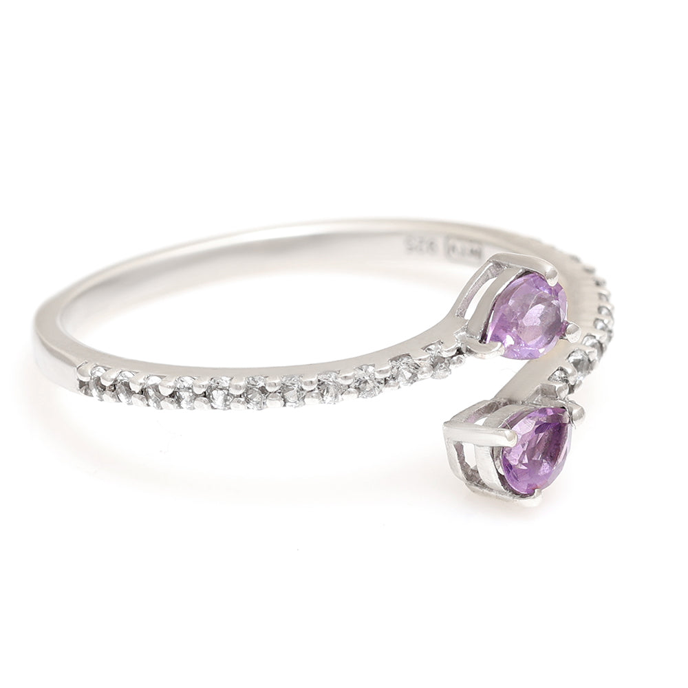 Ezüst Gyűrű Brazil Ametiszttel és Fehér Topázzal