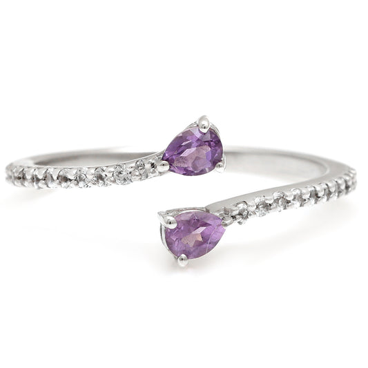 Ezüst Gyűrű Brazil Ametiszttel és Fehér Topázzal