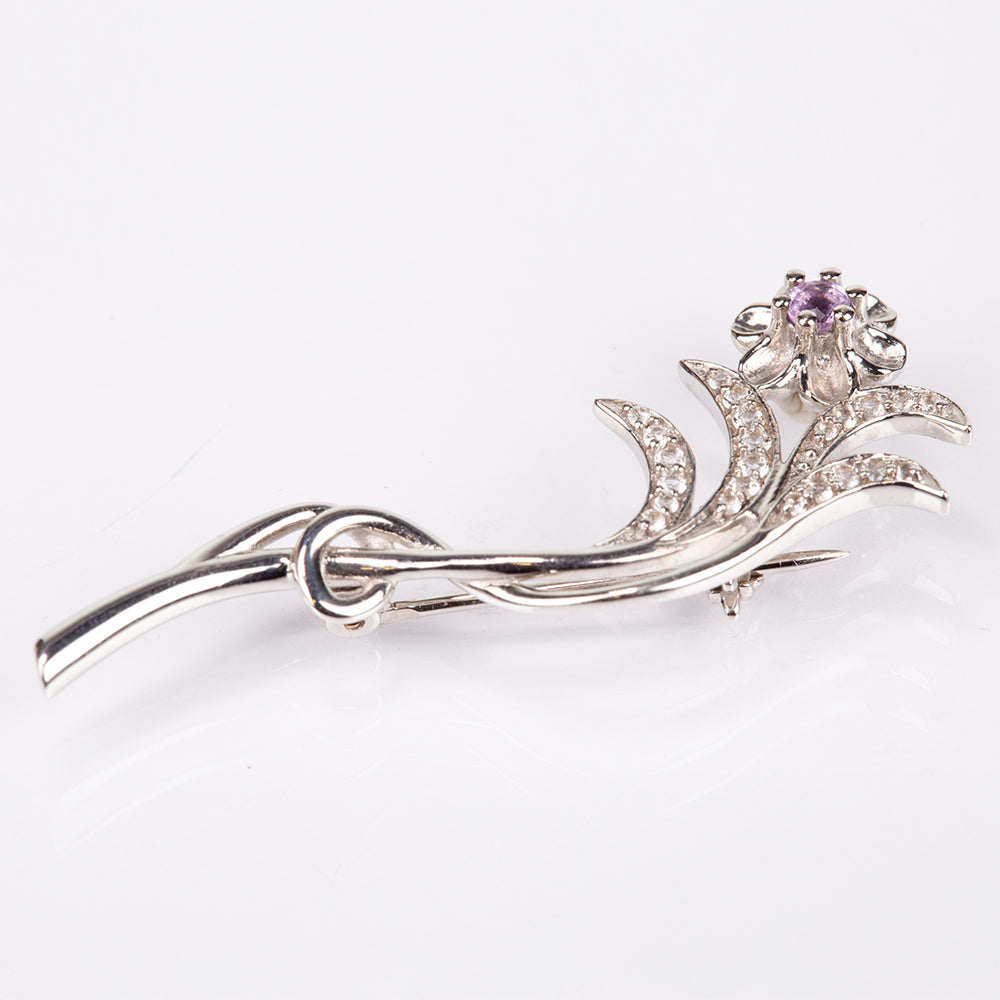 Ezüst Bross Brazil Ametiszttel és Fehér Topázzal 2 