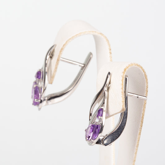 Ezüst Fülbevaló Brazil Ametiszttel