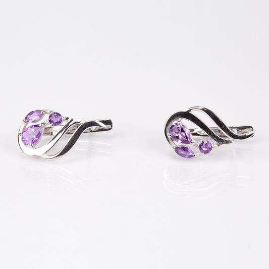Ezüst Fülbevaló Brazil Ametiszttel