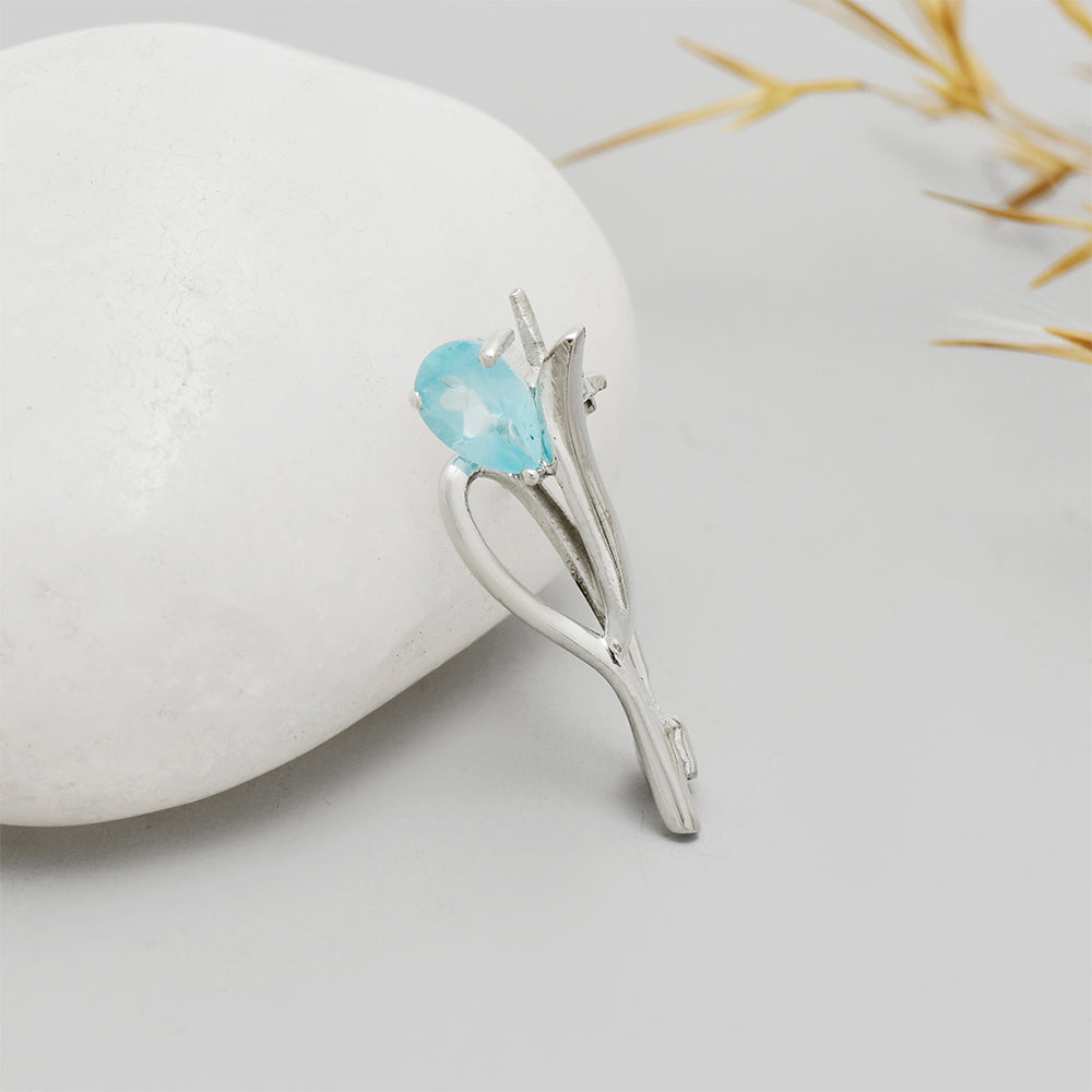 Ezüst Bross Madagaszkári Kék Apatittal 1 