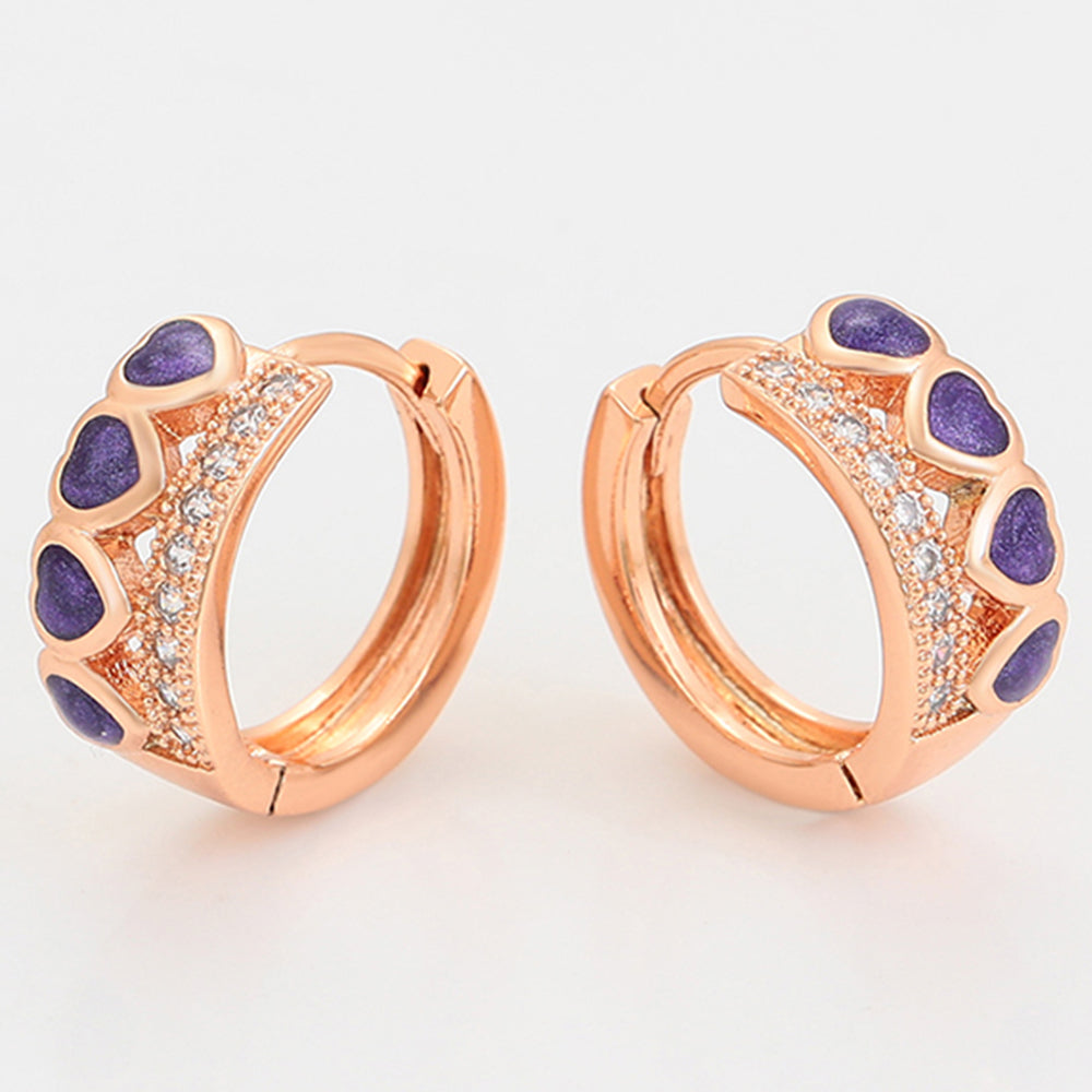 Arany tónusú Emporia Ötvözetű Szett Lila Emporia® Kristállyal ( Fülbevaló+Gyűrű )