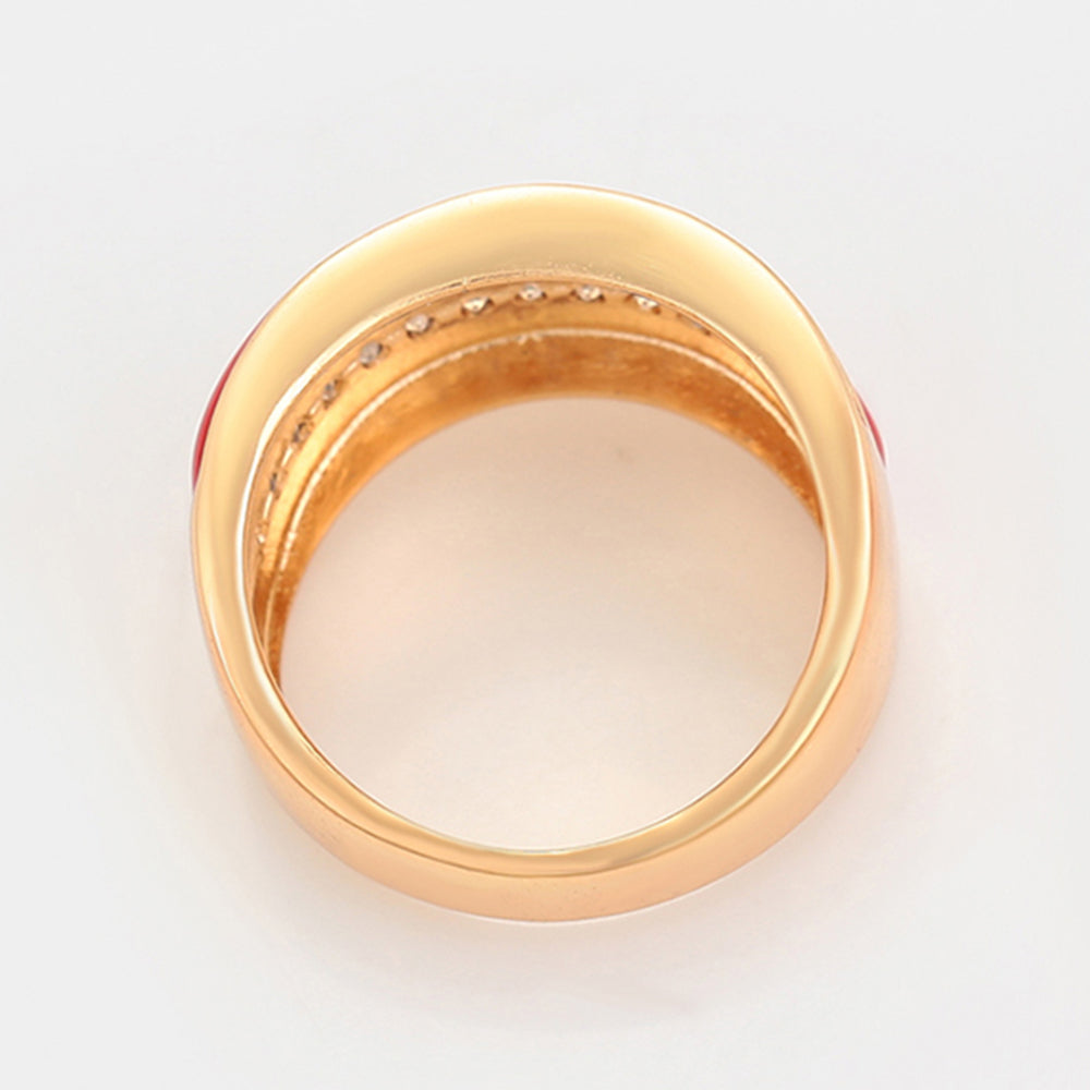 Arany tónusú Emporia Ötvözetű Szett Vörös Emporia® Kristállyal és Fehér Emporia® Kristállyal ( Fülbevaló+Gyűrű )