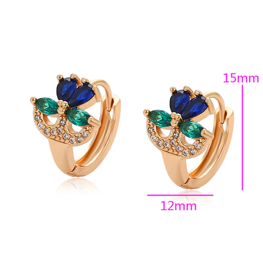 Arany tónusú Emporia Ötvözetű Fülbevaló Zöld Emporia® Kristállyal és Kék Emporia® Kristállyal 2 