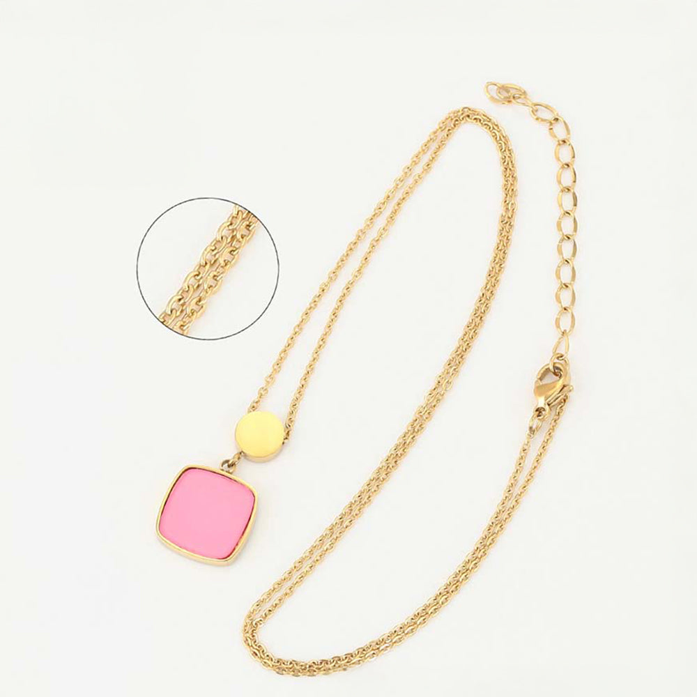 Arany tónusú Emporia Ötvözetű Nyaklánc Rózsaszínű Emporia® Kristállyal