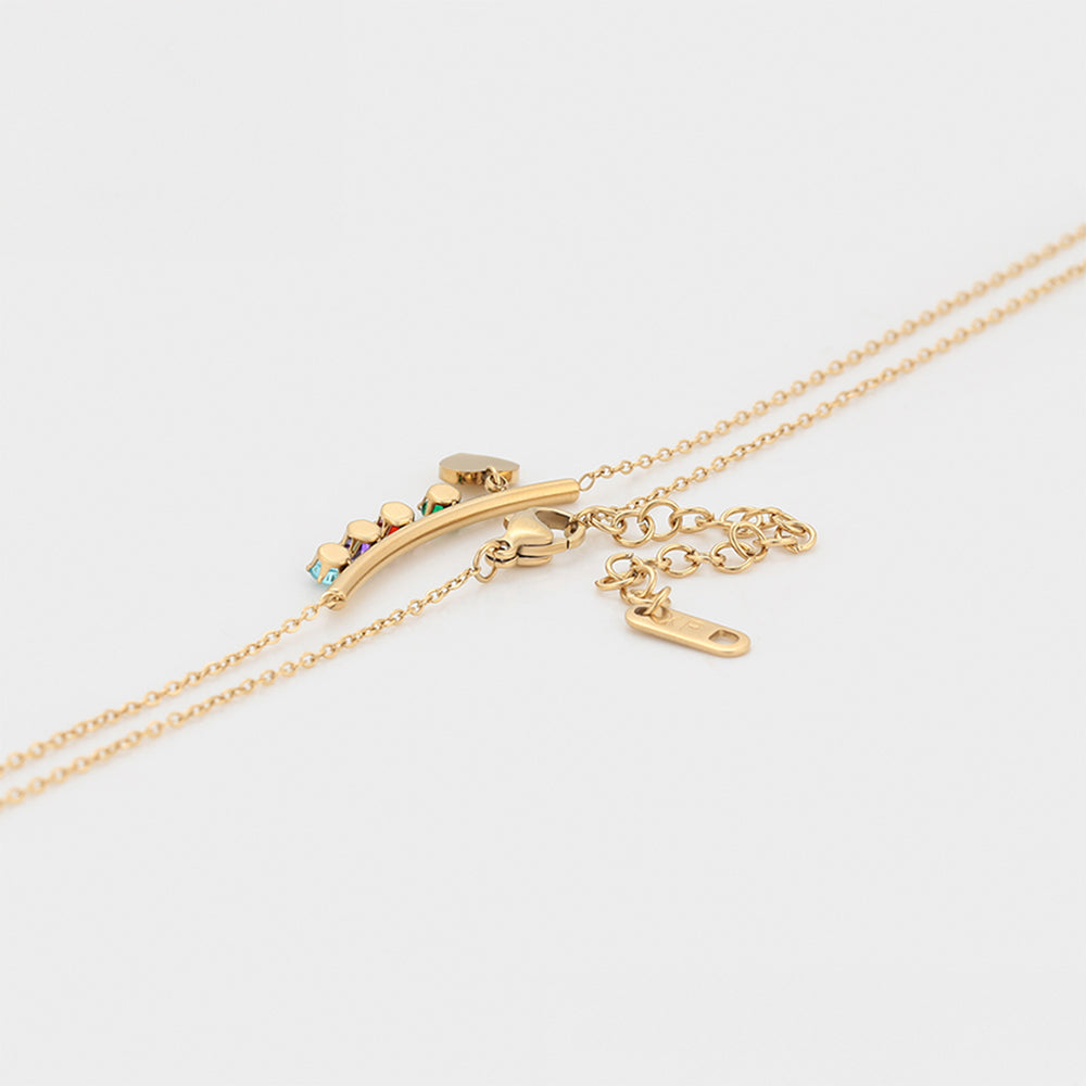 Arany tónusú Emporia Ötvözetű Nyaklánc Vörös Emporia® Kristállyal és Zöld Emporia® Kristállyal