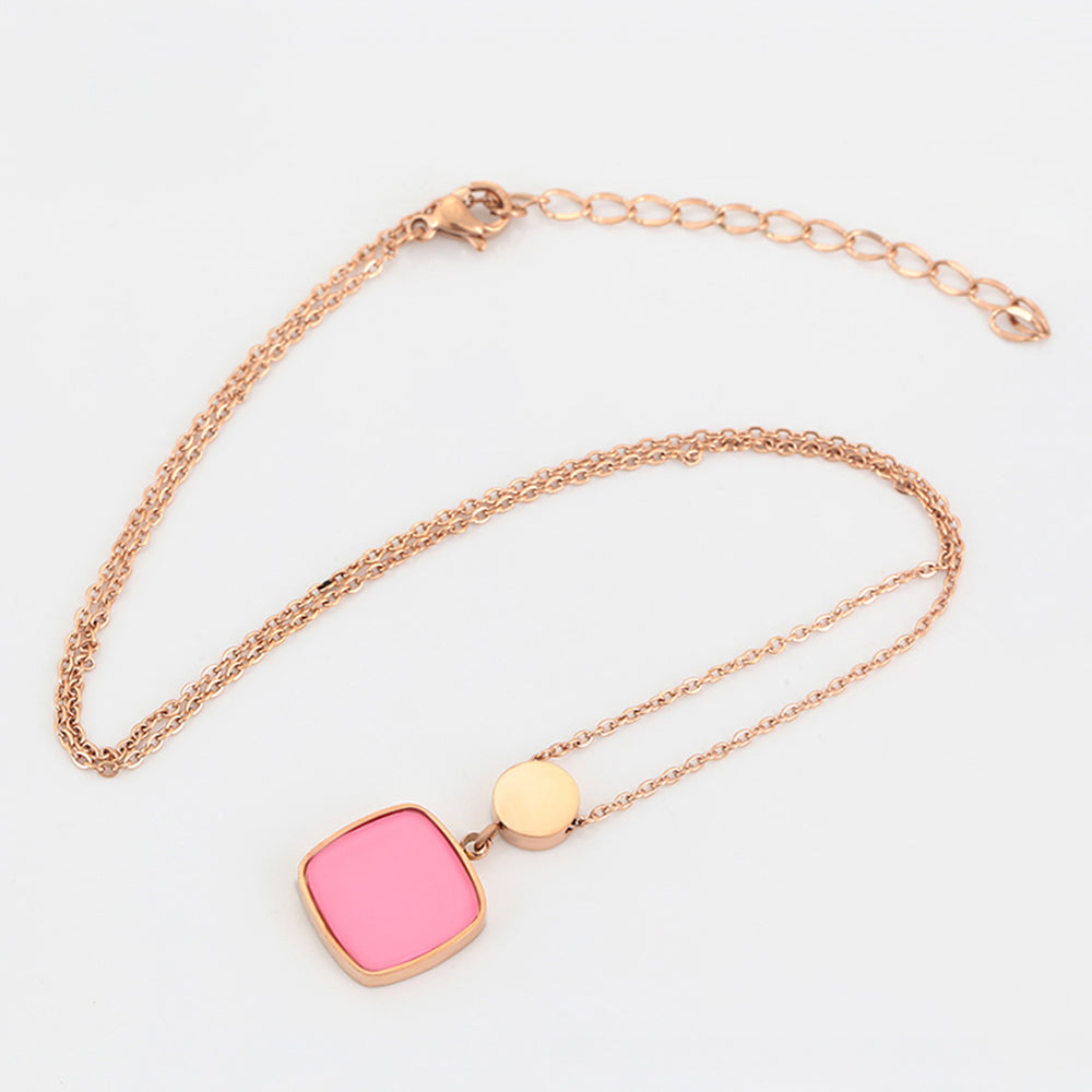 Arany tónusú Emporia Ötvözetű Nyaklánc Rózsaszínű Emporia® Kristállyal 3 