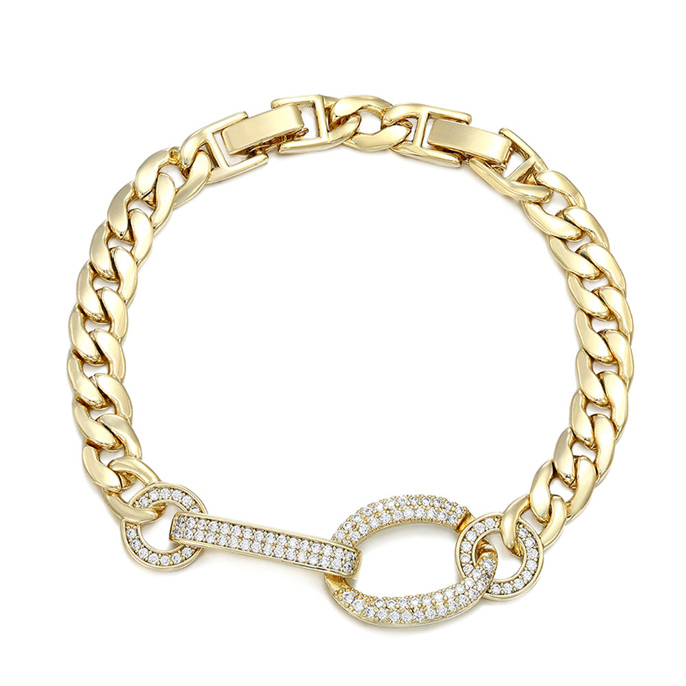 Arany tónusú Emporia Ötvözetű Karkötő Fehér Emporia® Kristállyal