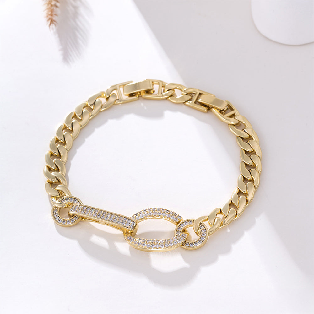 Arany tónusú Emporia Ötvözetű Karkötő Fehér Emporia® Kristállyal