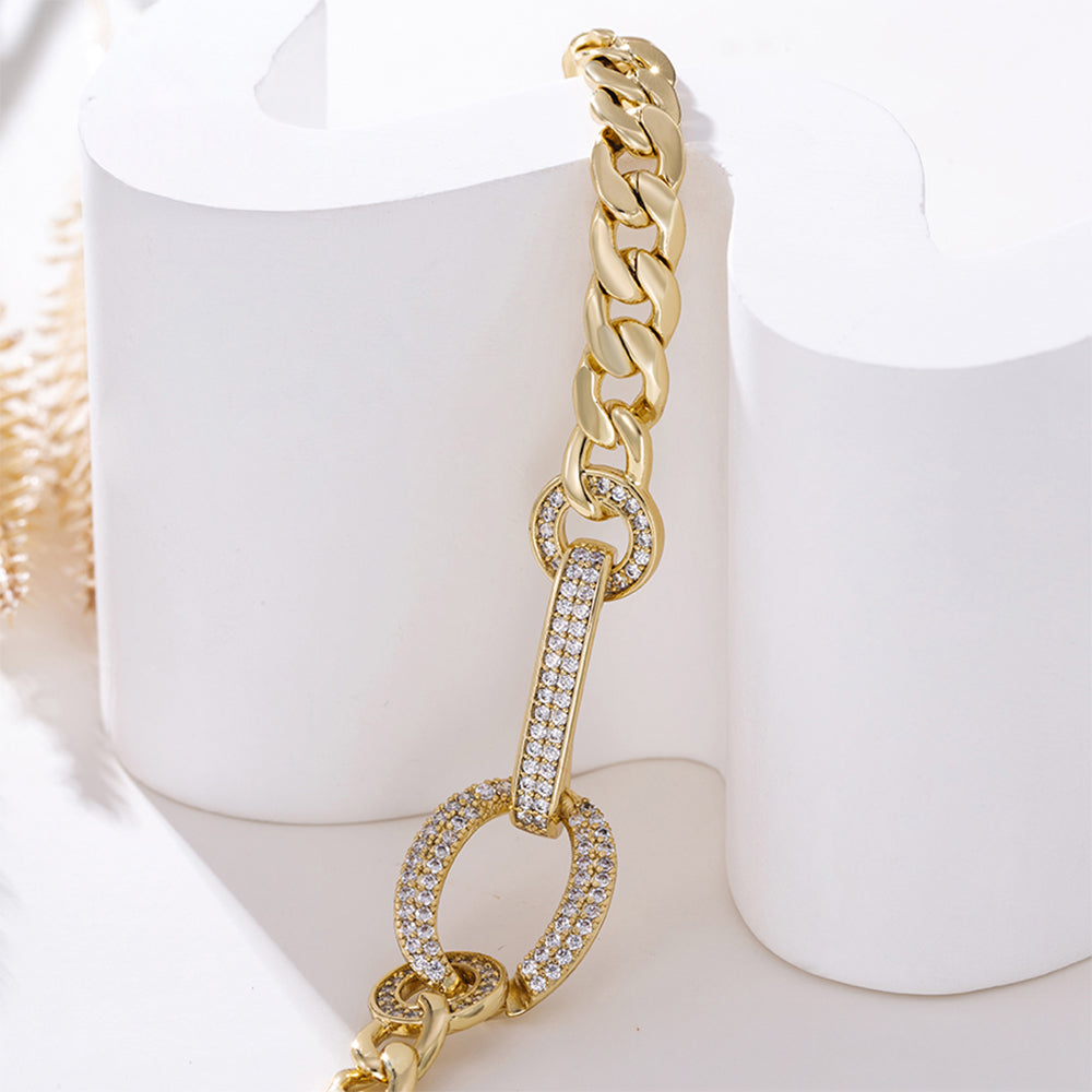 Arany tónusú Emporia Ötvözetű Karkötő Fehér Emporia® Kristállyal