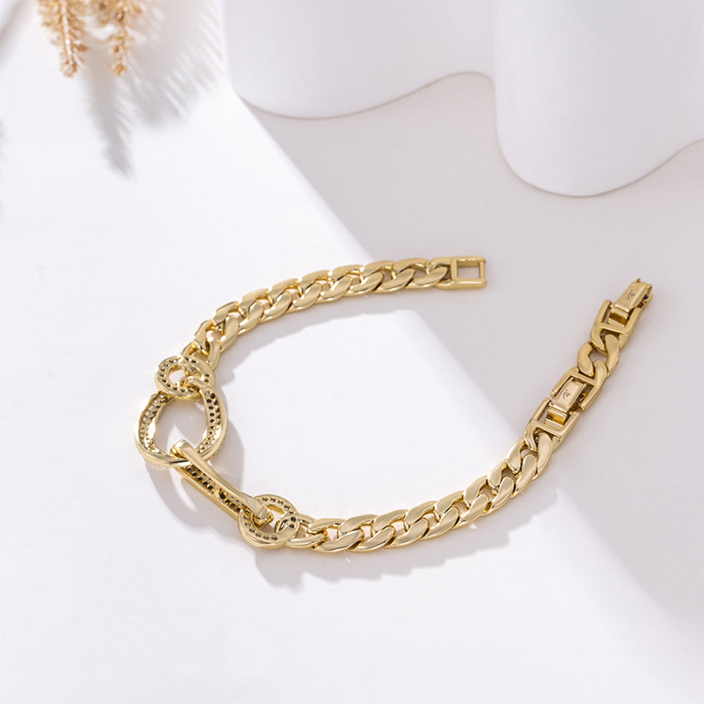 Arany tónusú Emporia Ötvözetű Karkötő Fehér Emporia® Kristállyal