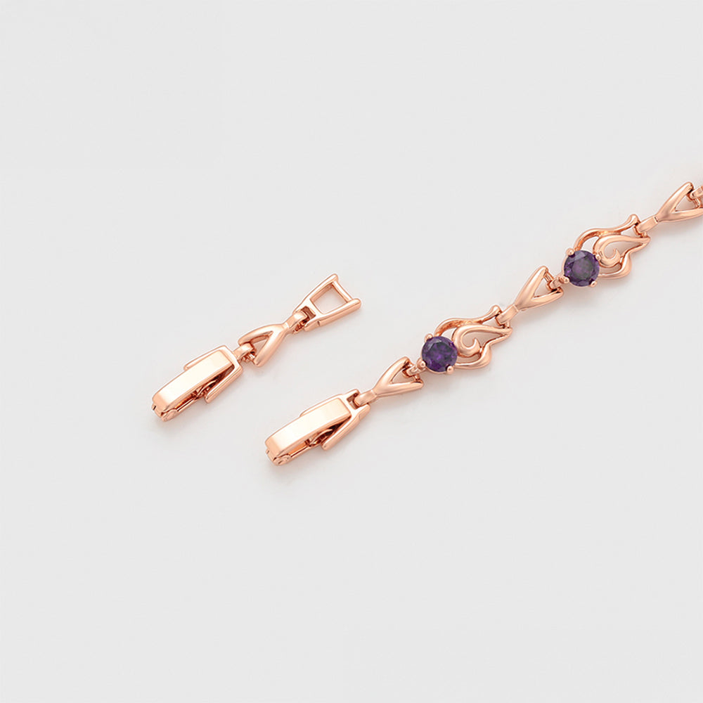 Arany tónusú Emporia Ötvözetű Karkötő Lila Emporia® Kristállyal