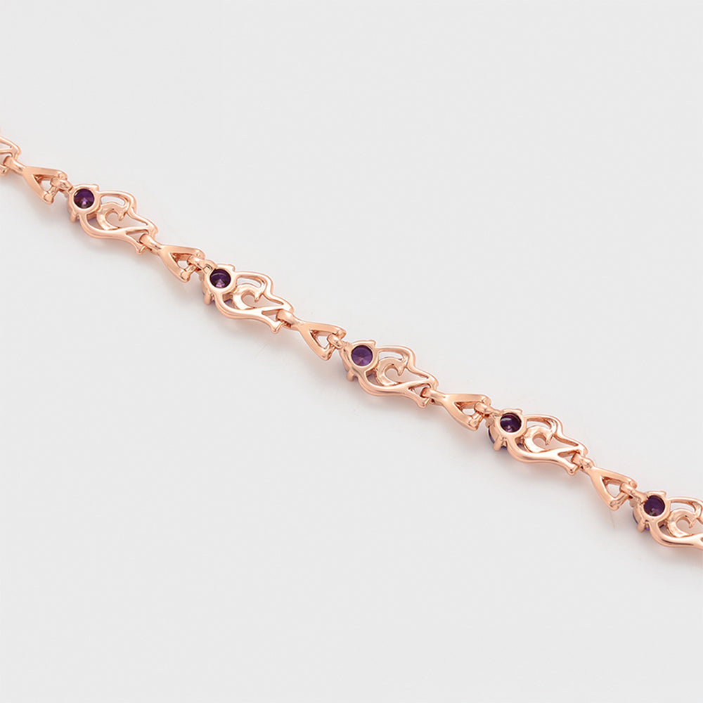 Arany tónusú Emporia Ötvözetű Karkötő Lila Emporia® Kristállyal 6 