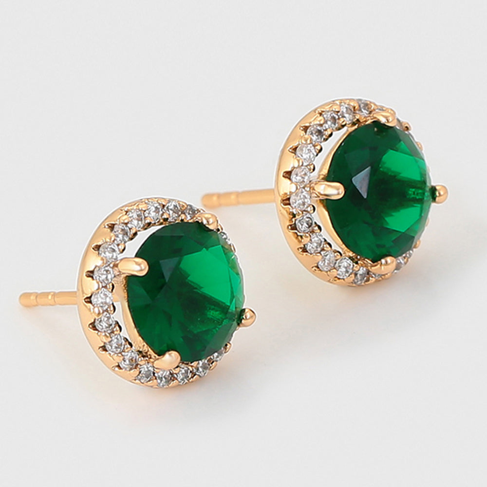 Arany tónusú Emporia Ötvözetű Fülbevaló Zöld Emporia® Kristállyal és Fehér Emporia® Kristállyal 5 
