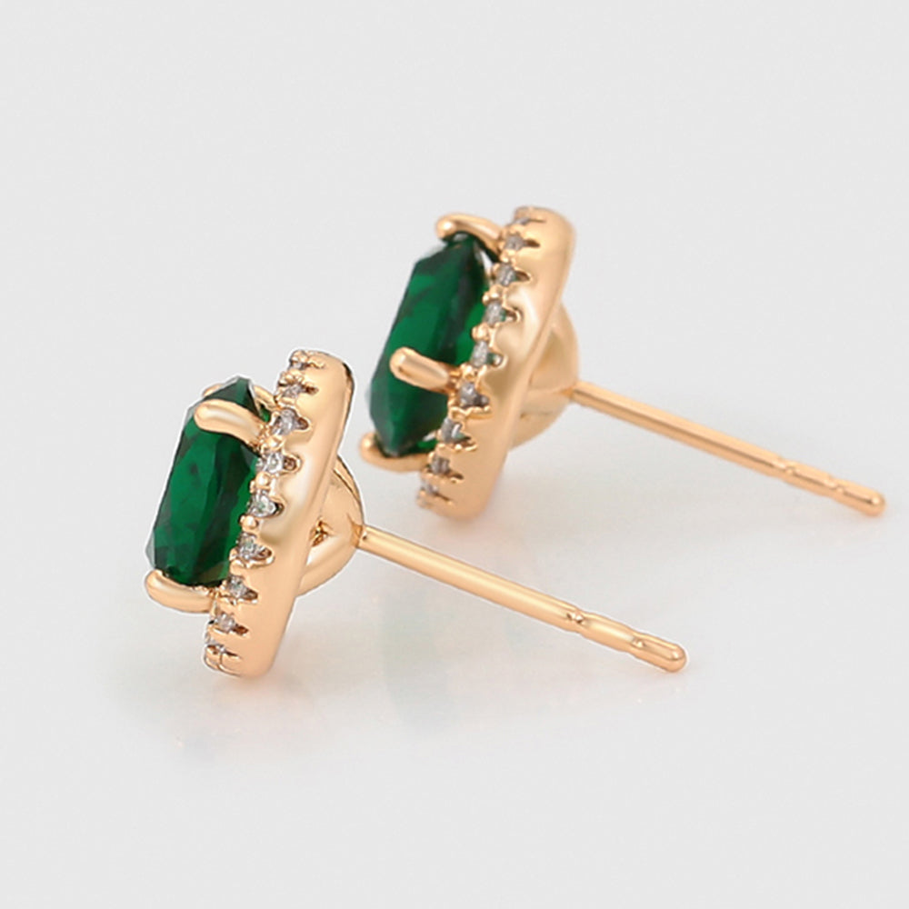 Arany tónusú Emporia Ötvözetű Fülbevaló Zöld Emporia® Kristállyal és Fehér Emporia® Kristállyal