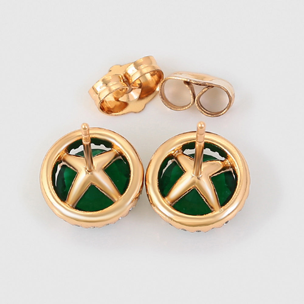 Arany tónusú Emporia Ötvözetű Fülbevaló Zöld Emporia® Kristállyal és Fehér Emporia® Kristállyal