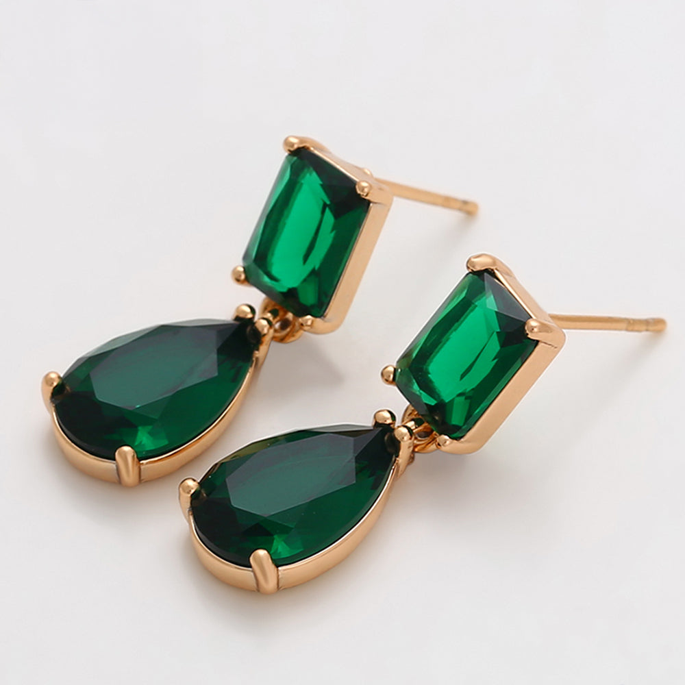Arany tónusú Emporia Ötvözetű Fülbevaló Zöld Emporia® Kristállyal 3 