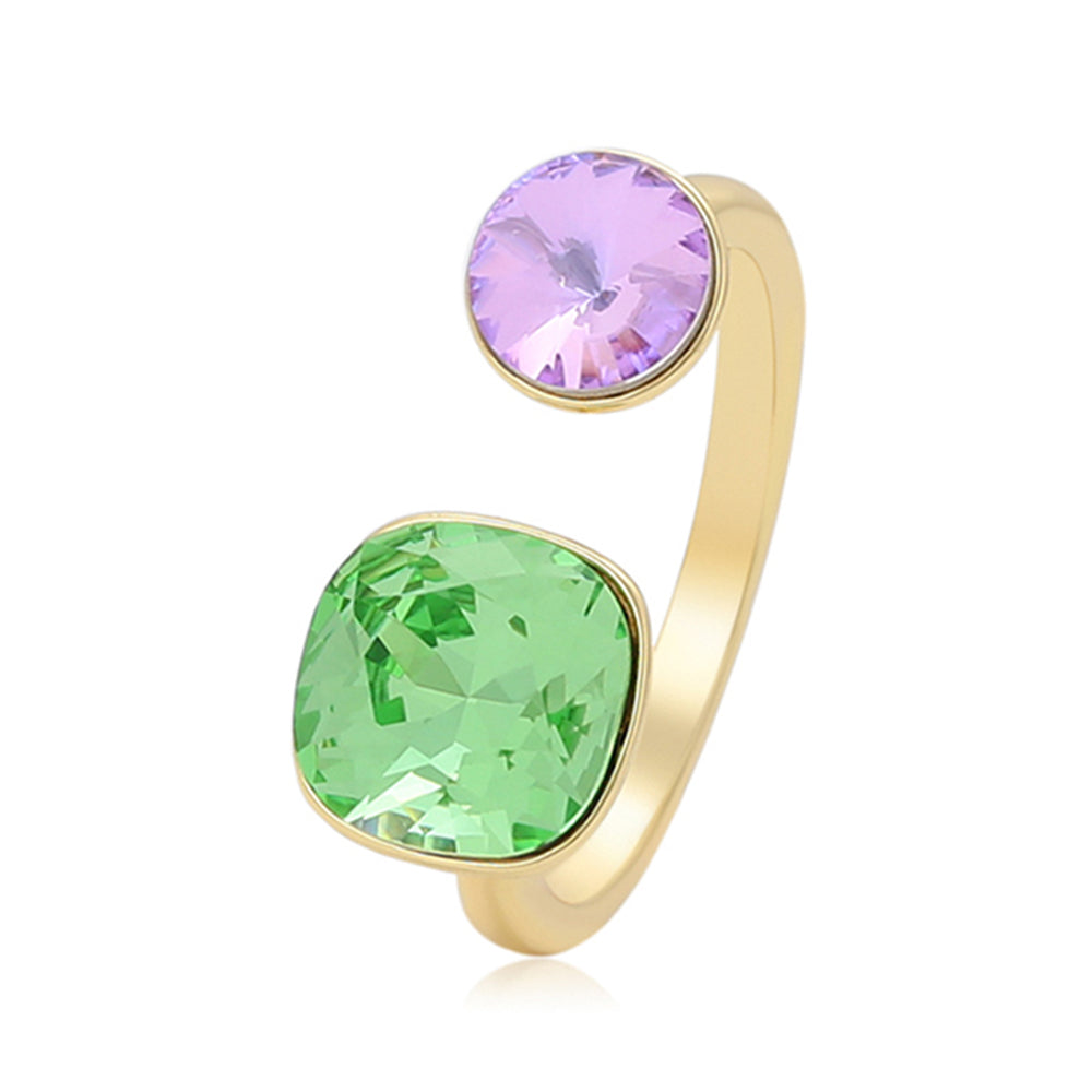 Arany tónusú Emporia Ötvözetű Gyűrű Zöld Emporia® Kristállyal és Lila Emporia® Kristállyal 1 