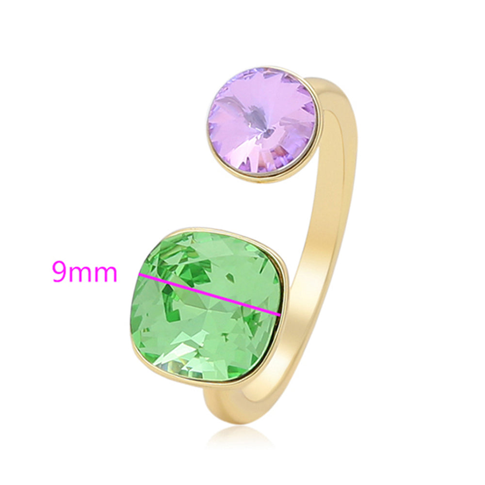 Arany tónusú Emporia Ötvözetű Gyűrű Zöld Emporia® Kristállyal és Lila Emporia® Kristállyal 2 