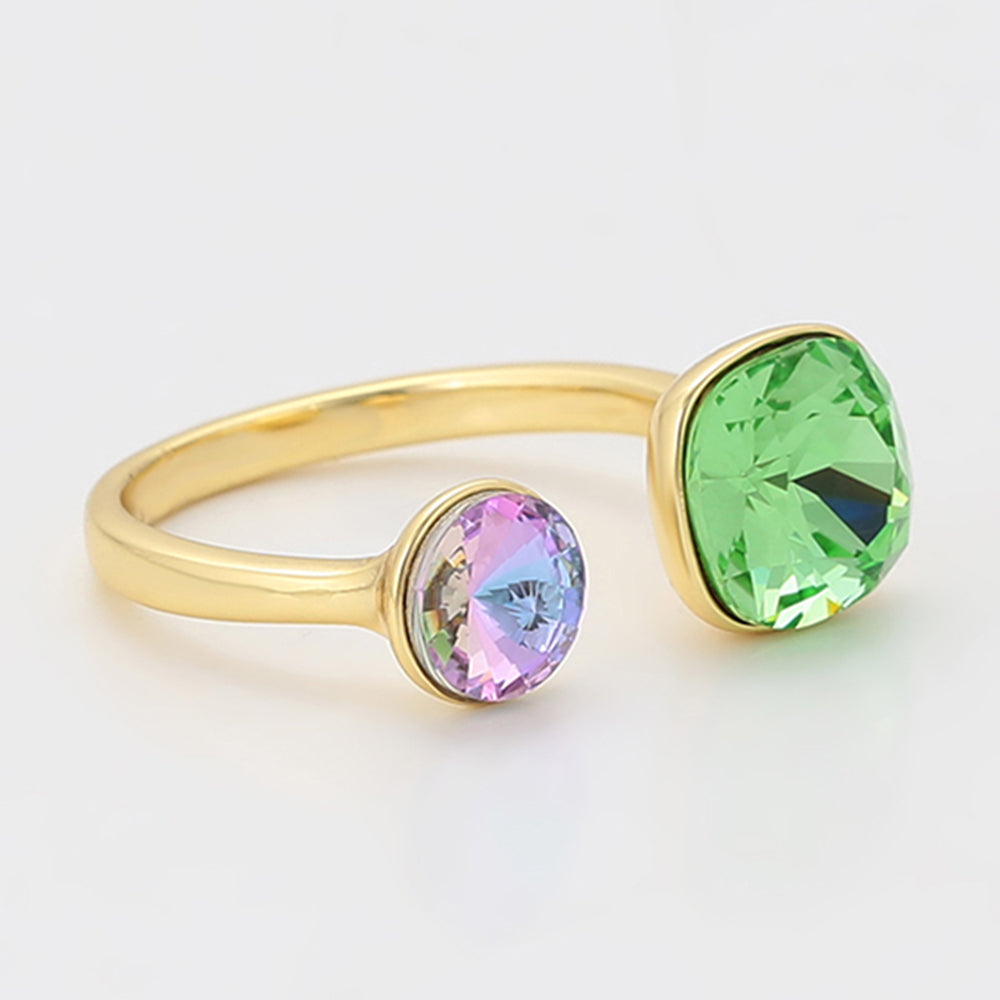 Arany tónusú Emporia Ötvözetű Gyűrű Zöld Emporia® Kristállyal és Lila Emporia® Kristállyal 4 