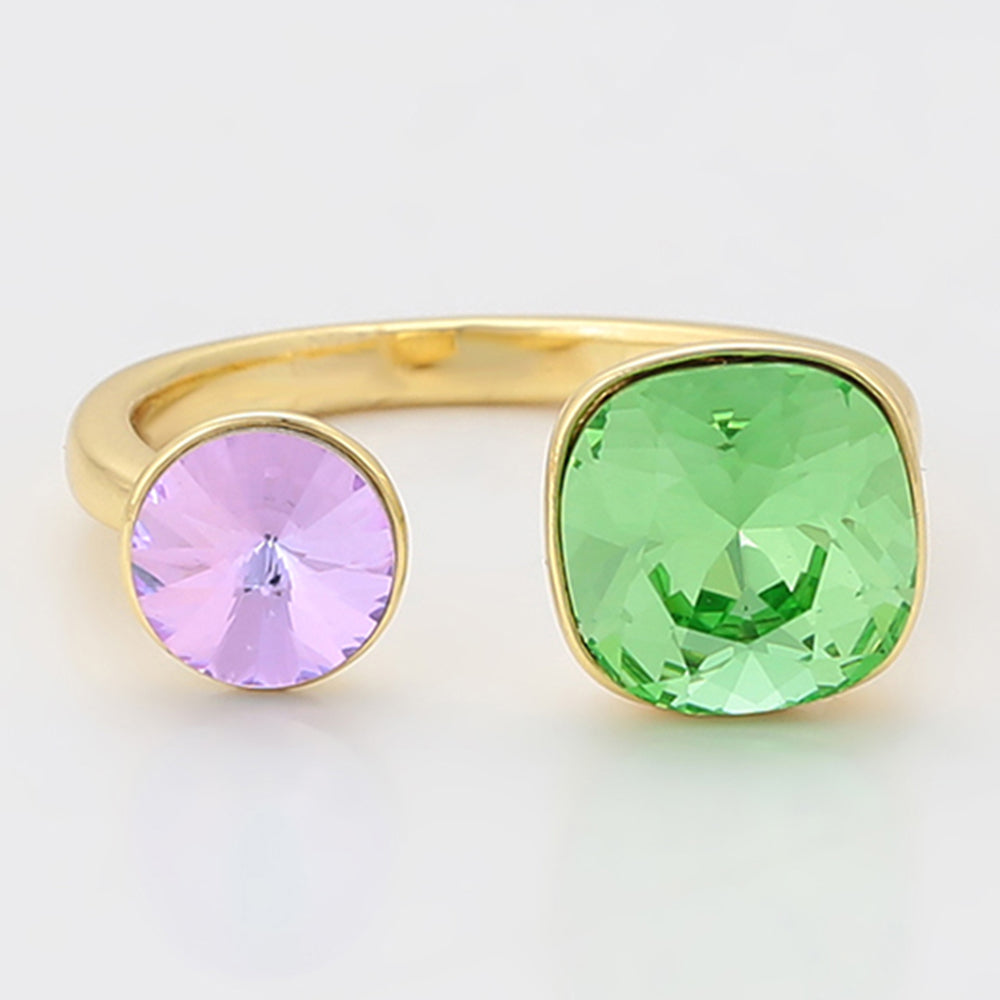 Arany tónusú Emporia Ötvözetű Gyűrű Zöld Emporia® Kristállyal és Lila Emporia® Kristállyal