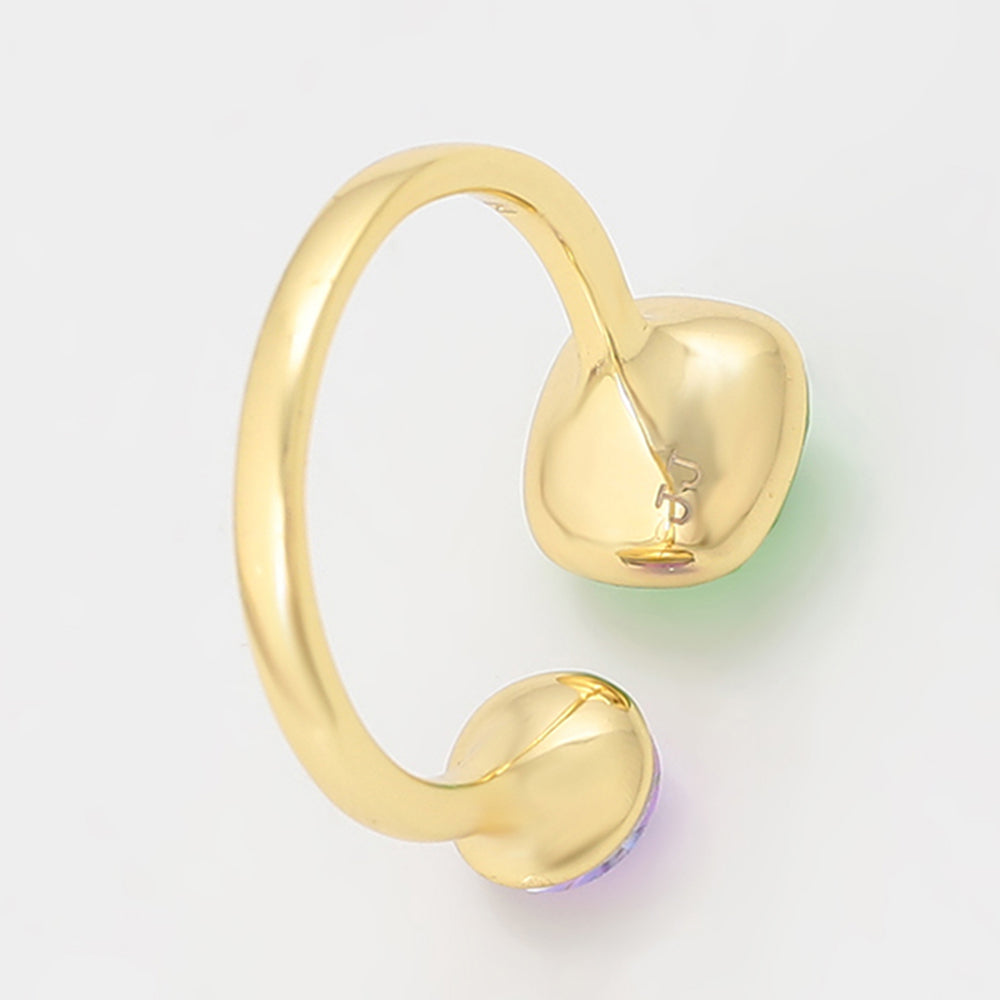 Arany tónusú Emporia Ötvözetű Gyűrű Zöld Emporia® Kristállyal és Lila Emporia® Kristállyal 7 