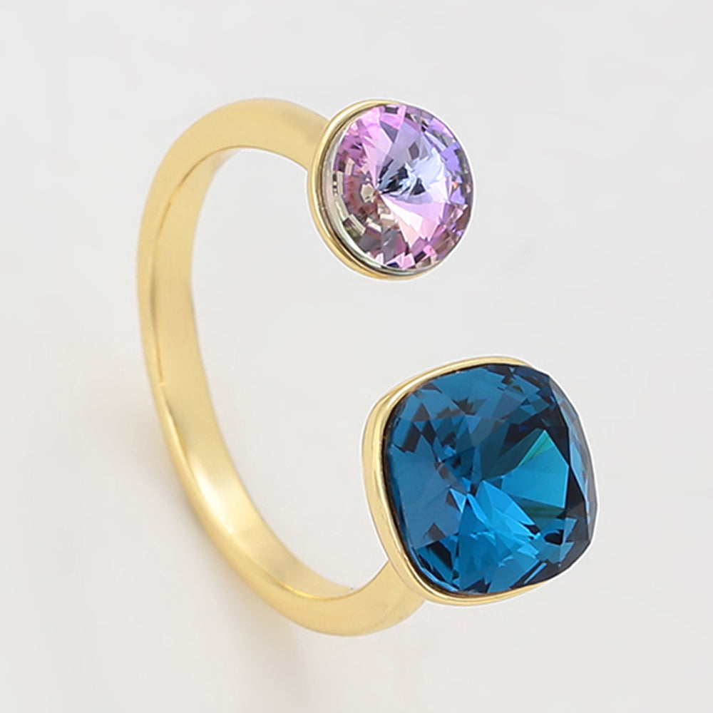 Arany tónusú Emporia Ötvözetű Gyűrű Lila Emporia® Kristállyal és Kék Emporia® Kristállyal 3 