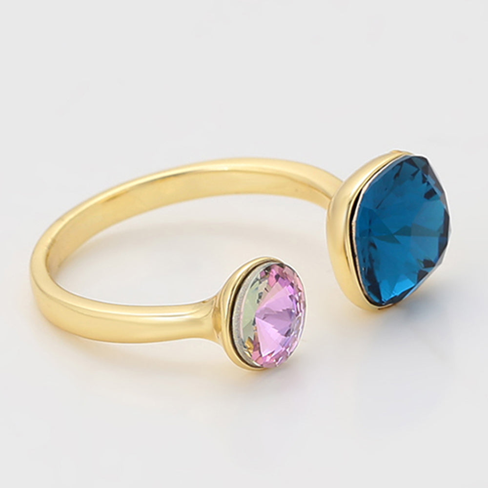 Arany tónusú Emporia Ötvözetű Gyűrű Lila Emporia® Kristállyal és Kék Emporia® Kristállyal