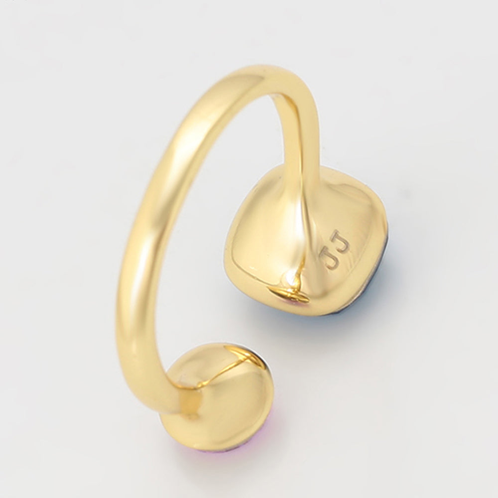 Arany tónusú Emporia Ötvözetű Gyűrű Lila Emporia® Kristállyal és Kék Emporia® Kristállyal 7 