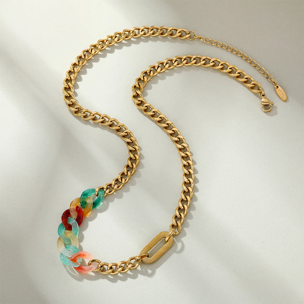 Arany tónusú Emporia Ötvözetű Nyaklánc Vörös Emporia® Kristállyal és Kék Emporia® Kristállyal 7 