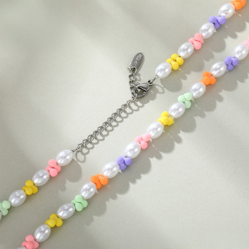 Arany tónusú Emporia Ötvözetű Nyaklánc Üveggyönggyel 5 