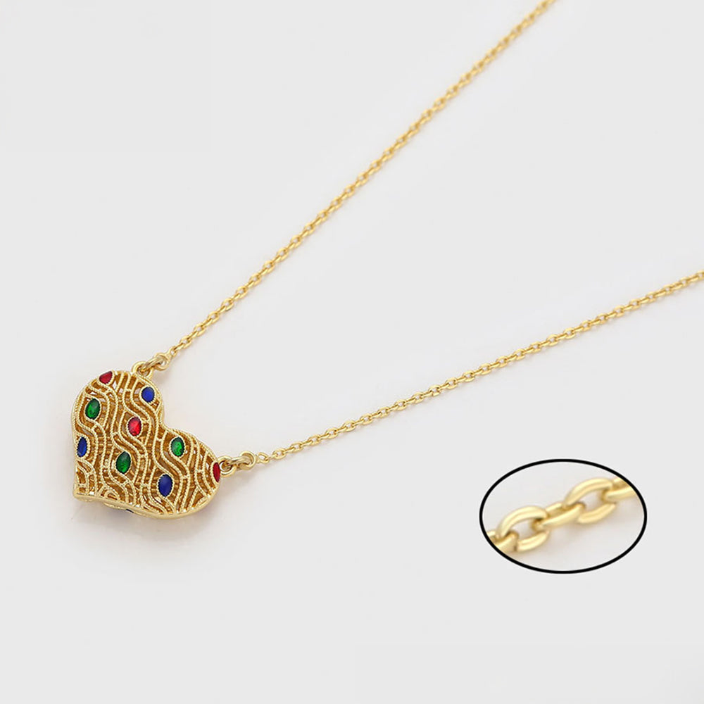 Arany tónusú Emporia Ötvözetű Nyaklánc Vörös Emporia® Kristállyal és Zöld Emporia® Kristállyal