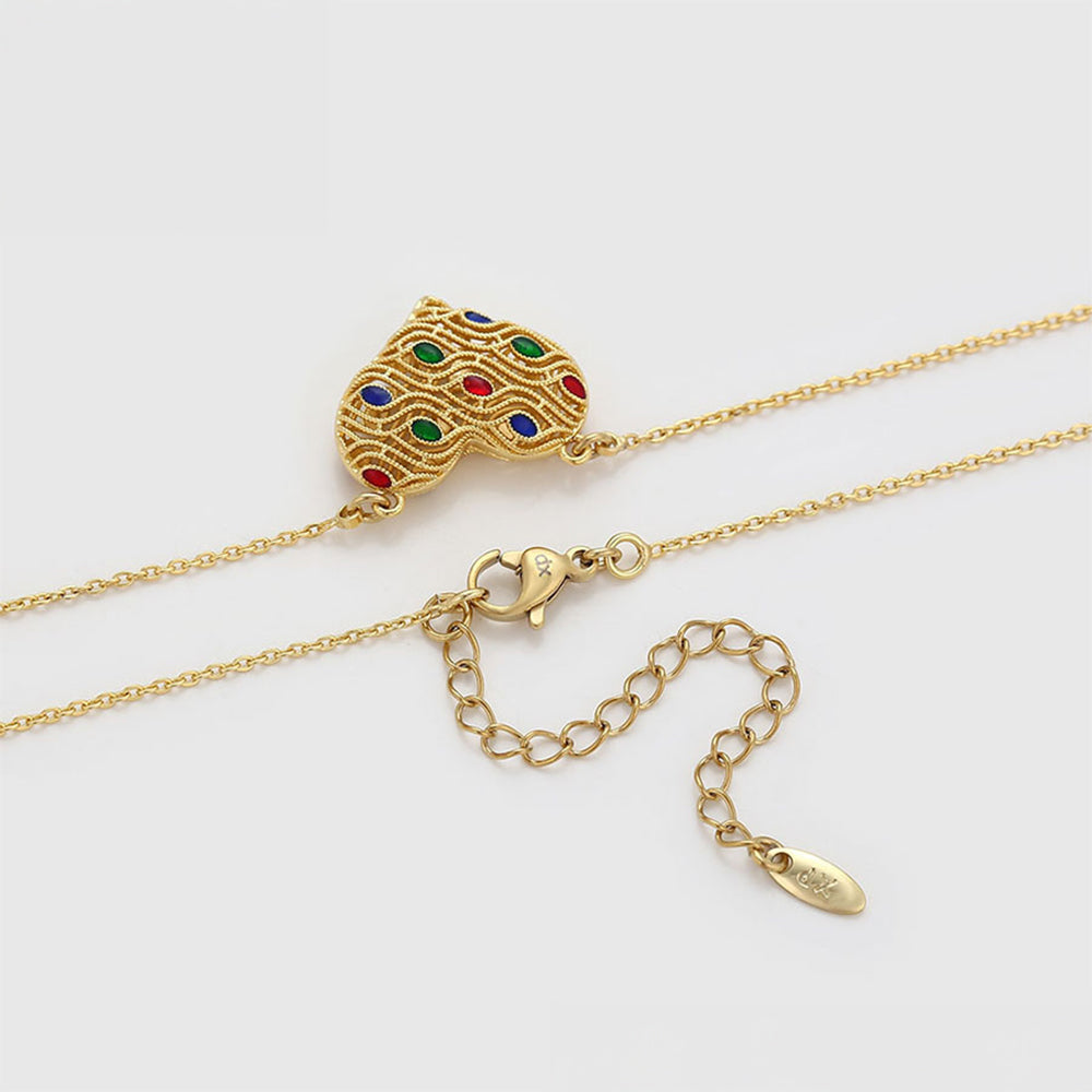 Arany tónusú Emporia Ötvözetű Nyaklánc Vörös Emporia® Kristállyal és Zöld Emporia® Kristállyal 7 