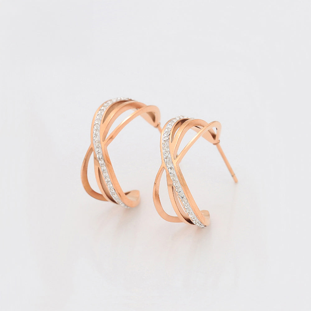 Arany tónusú Emporia Ötvözetű Fülbevaló Fehér Emporia® Kristállyal