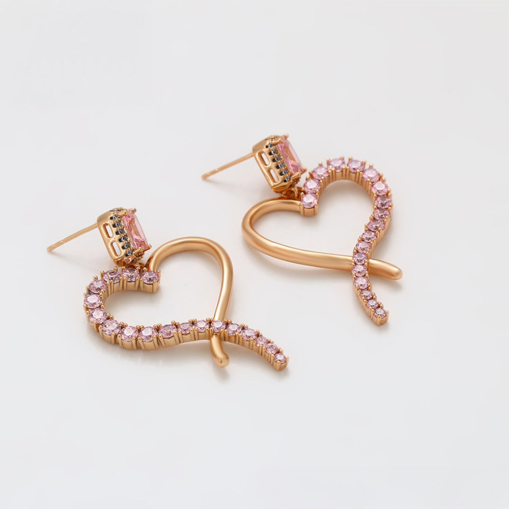 Arany tónusú Emporia Ötvözetű Fülbevaló Rózsaszínű Emporia® Kristállyal 4 