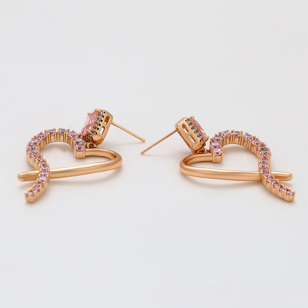 Arany tónusú Emporia Ötvözetű Fülbevaló Rózsaszínű Emporia® Kristállyal