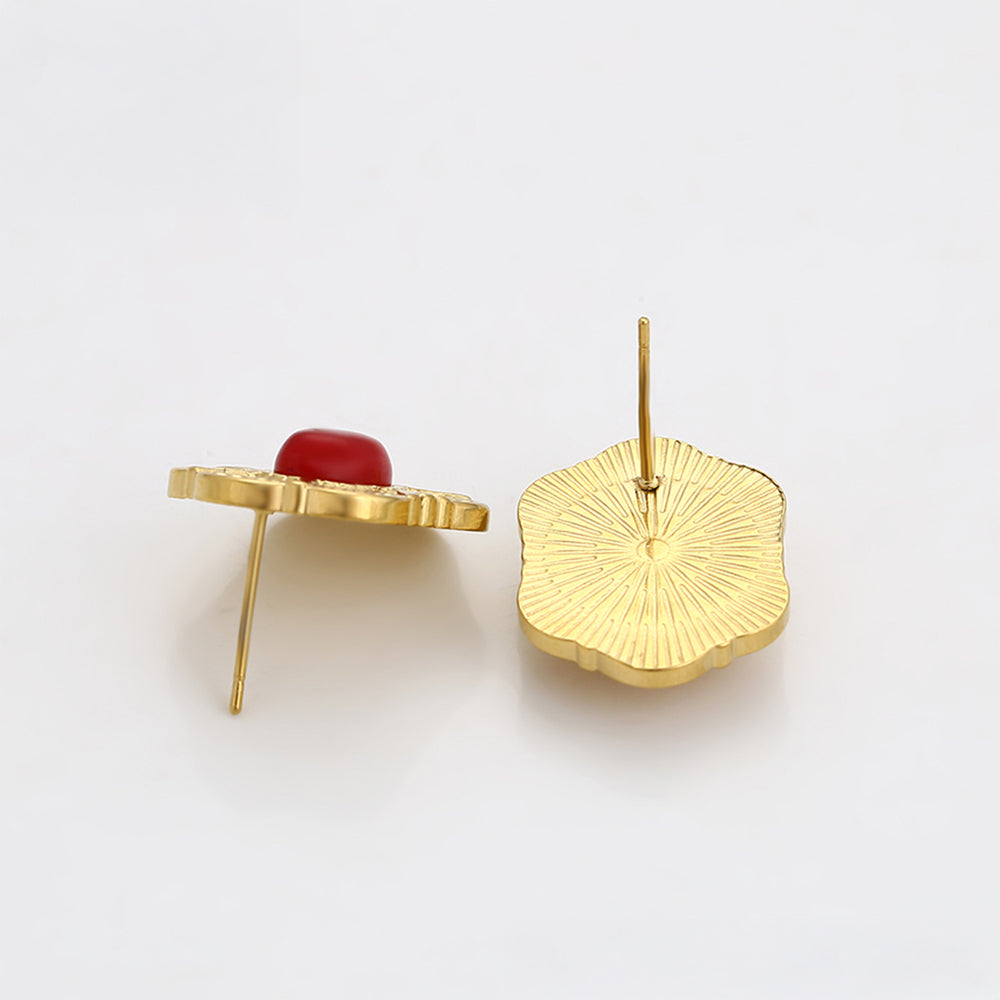 Arany tónusú Emporia Ötvözetű Fülbevaló Vörös Emporia® Kristállyal 7 