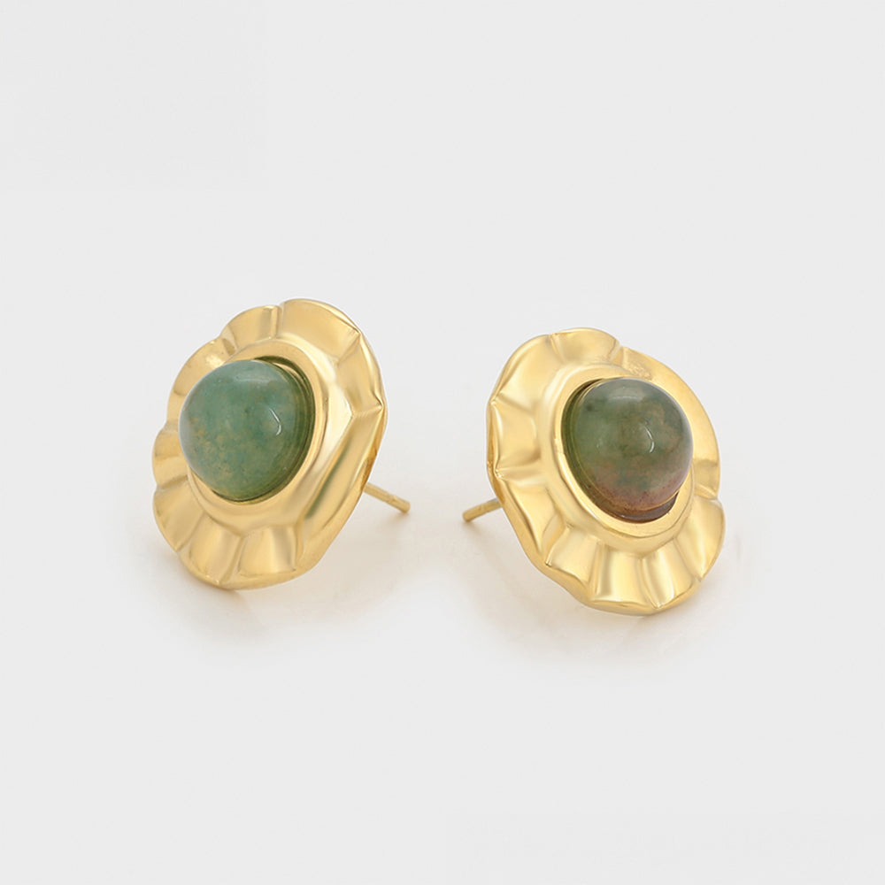 Arany tónusú Emporia Ötvözetű Fülbevaló Zöld Emporia® Kristállyal