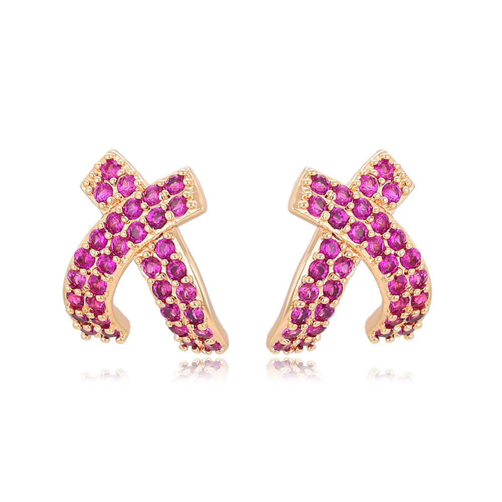 Arany tónusú Emporia Ötvözetű Fülbevaló Rózsaszínű Emporia® Kristállyal 1 