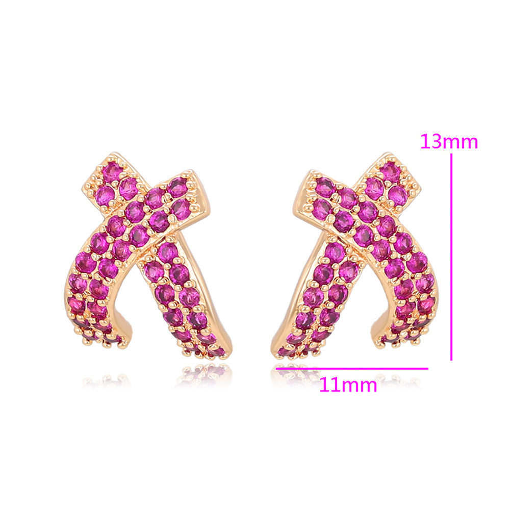 Arany tónusú Emporia Ötvözetű Fülbevaló Rózsaszínű Emporia® Kristállyal 2 