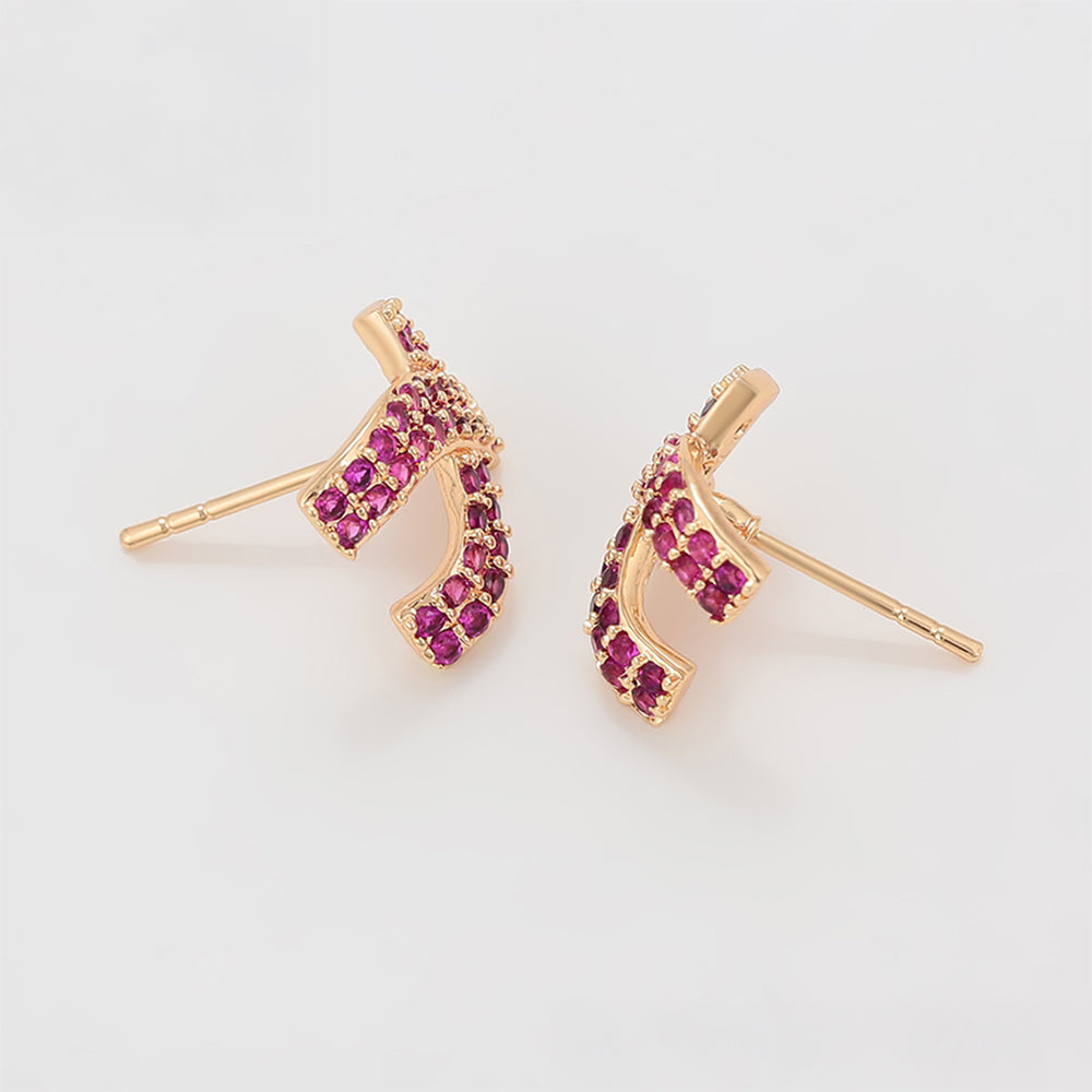 Arany tónusú Emporia Ötvözetű Fülbevaló Rózsaszínű Emporia® Kristállyal 4 