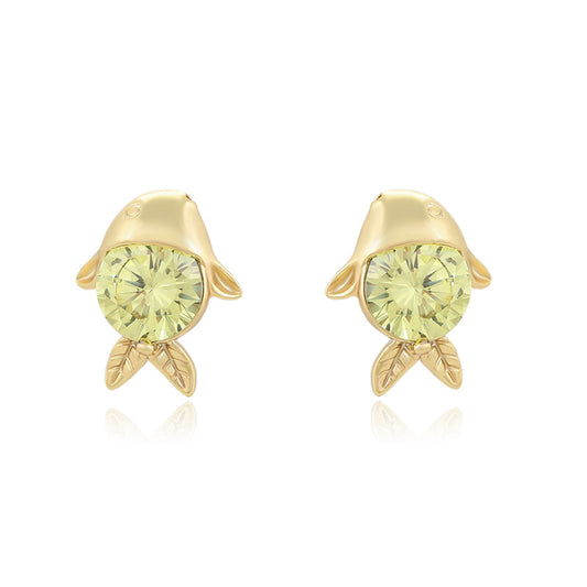 Arany tónusú Emporia Ötvözetű Fülbevaló Zöld Emporia® Kristállyal