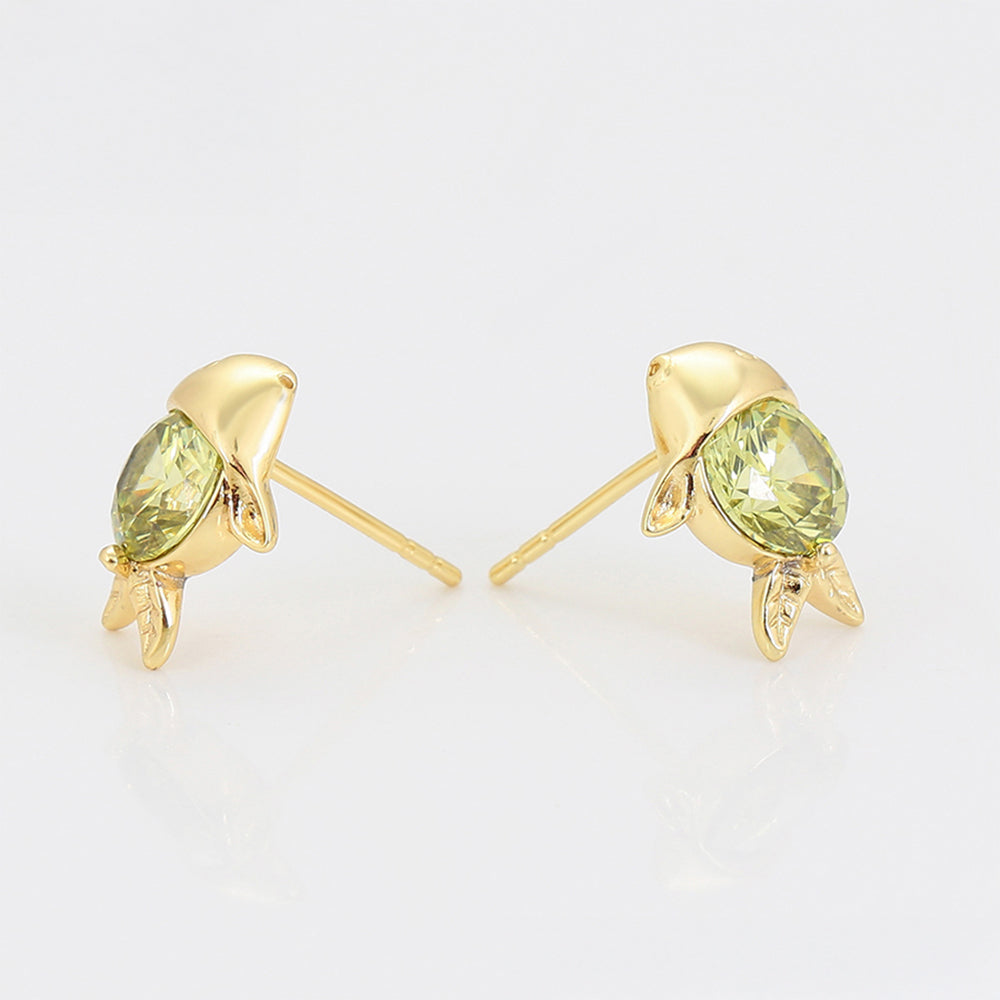 Arany tónusú Emporia Ötvözetű Fülbevaló Zöld Emporia® Kristállyal 3 