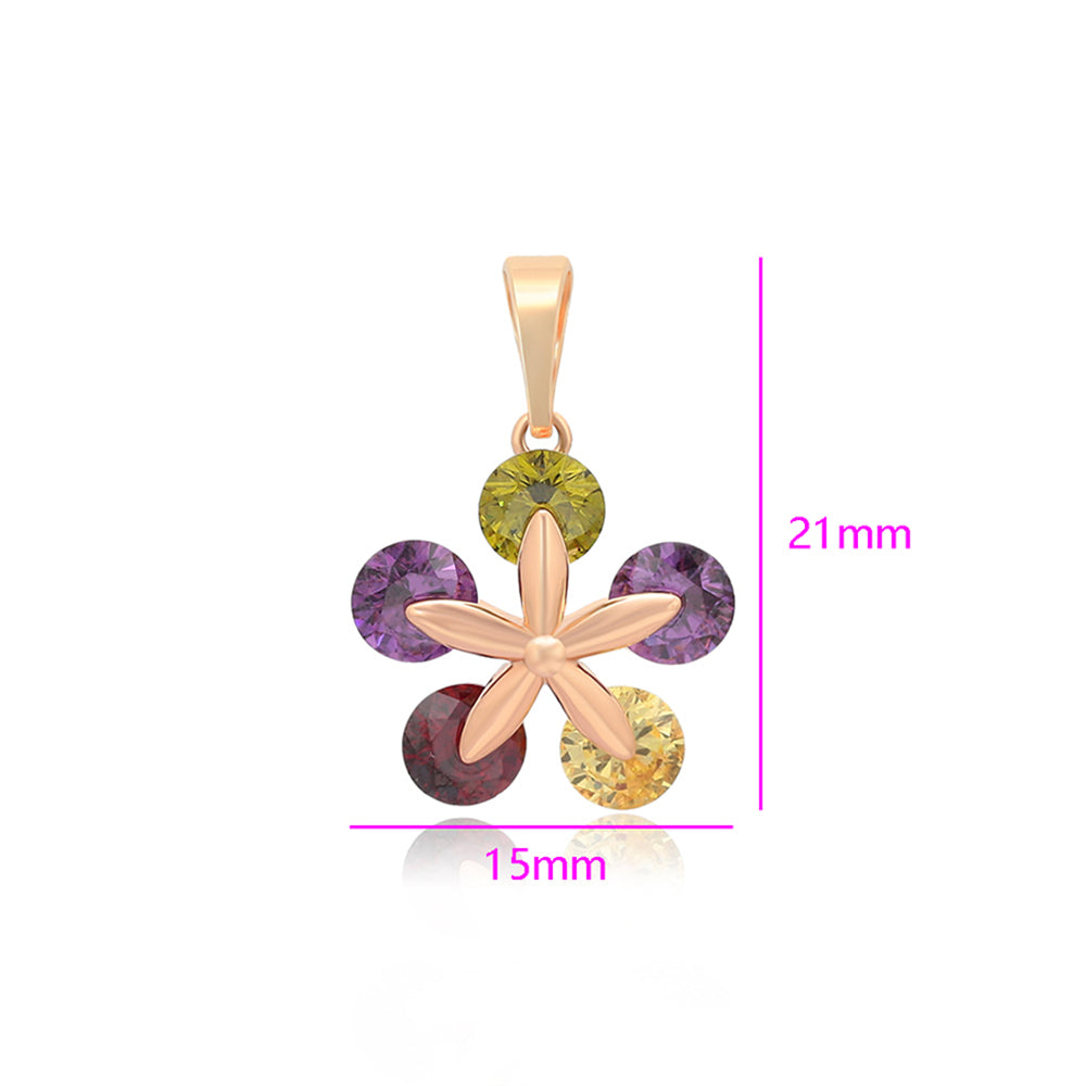 Arany tónusú Emporia Ötvözetű Medál Zöld Emporia® Kristállyal és Lila Emporia® Kristállyal 2 