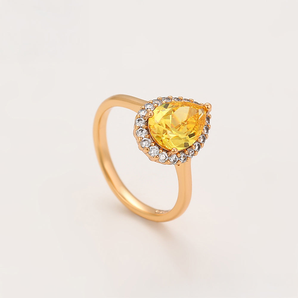 Arany tónusú Emporia Ötvözetű Gyűrű Sárga Emporia® Kristállyal és Fehér Emporia® Kristállyal 3 