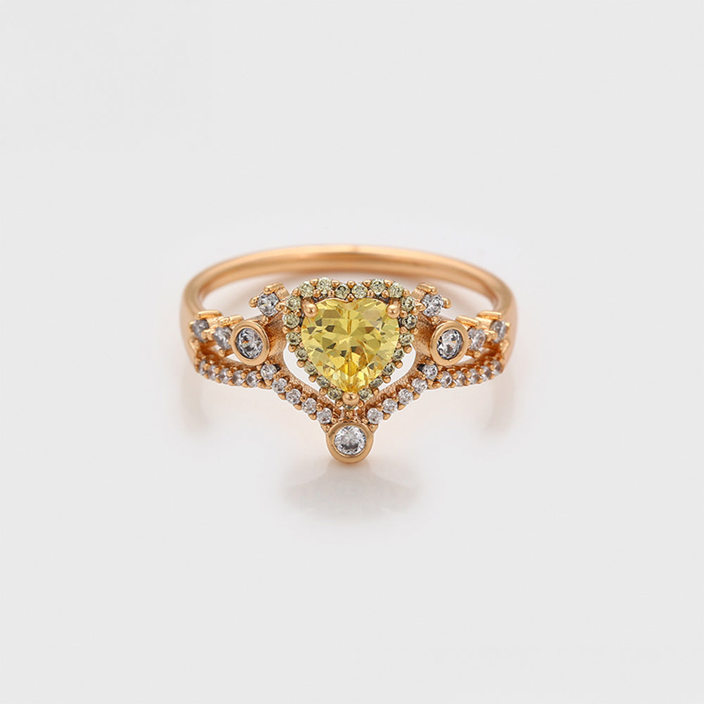 Arany tónusú Emporia Ötvözetű Gyűrű Sárga Emporia® Kristállyal és Fehér Emporia® Kristállyal